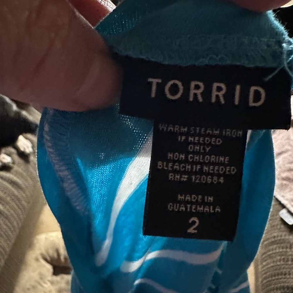 Torrid Aqua and White Striped Shirt and a Pink and Blue Striped one